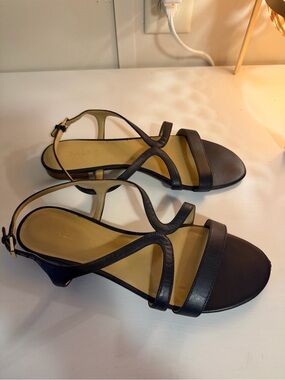 Talbots Black Strappy Slingback Sandals